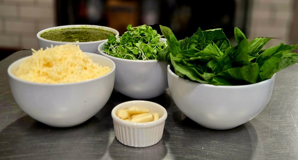 pesto ingredients on table