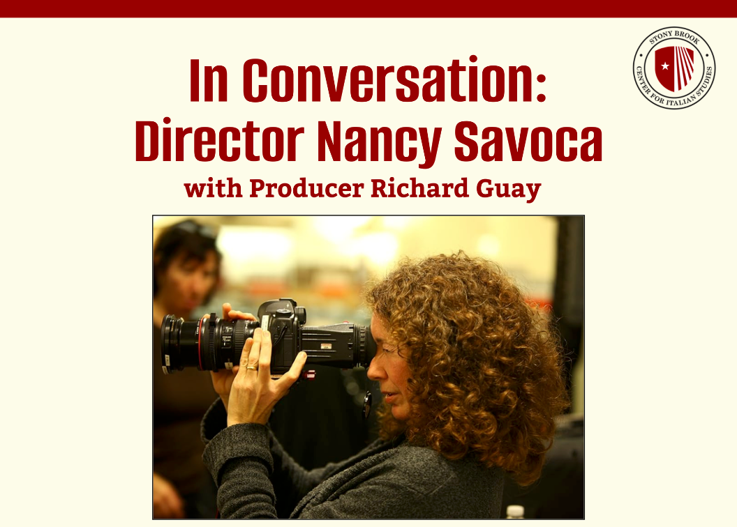 flyer advertising the April 13 event with Director Nancy Savoca. Information on the flyer is the same as what's on the site. The center contains an image of a woman holding a camera.