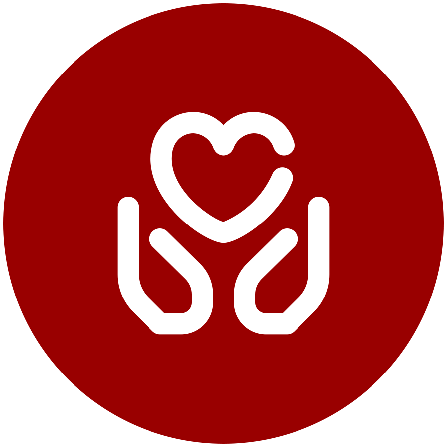 icon of two hands in a prayer position with a heart symbol in the middle