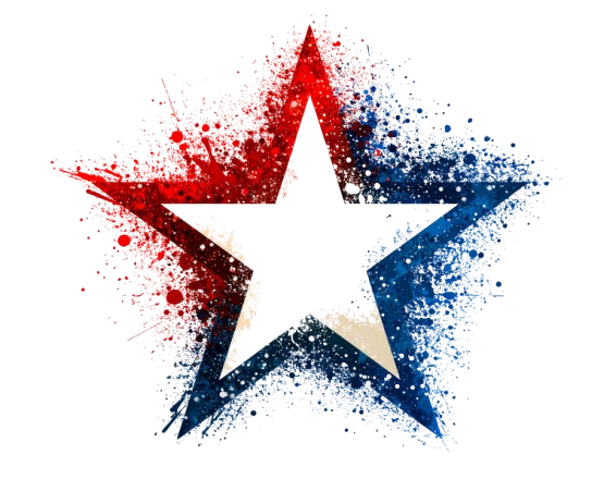 red white and blue star
